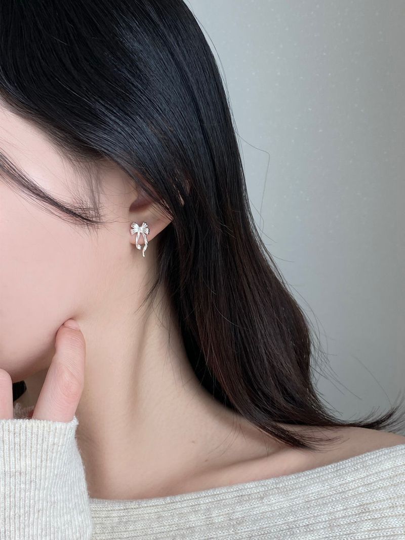 [silver 925] ribbon frill earrings