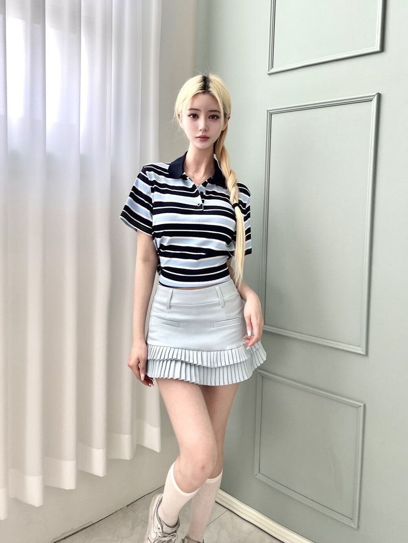 1469. Tweed pleats mini sk (3color)