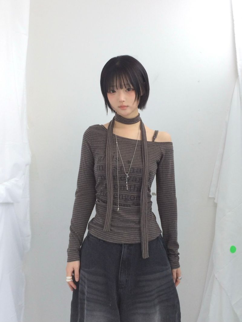 ner.ui.bin(ノエビン)の「striped tie-neck top(Tops)」