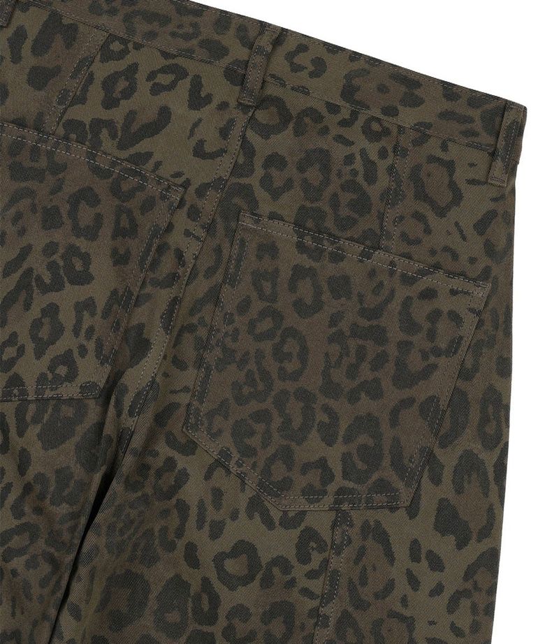 Curved Leopard Pants - Khaki