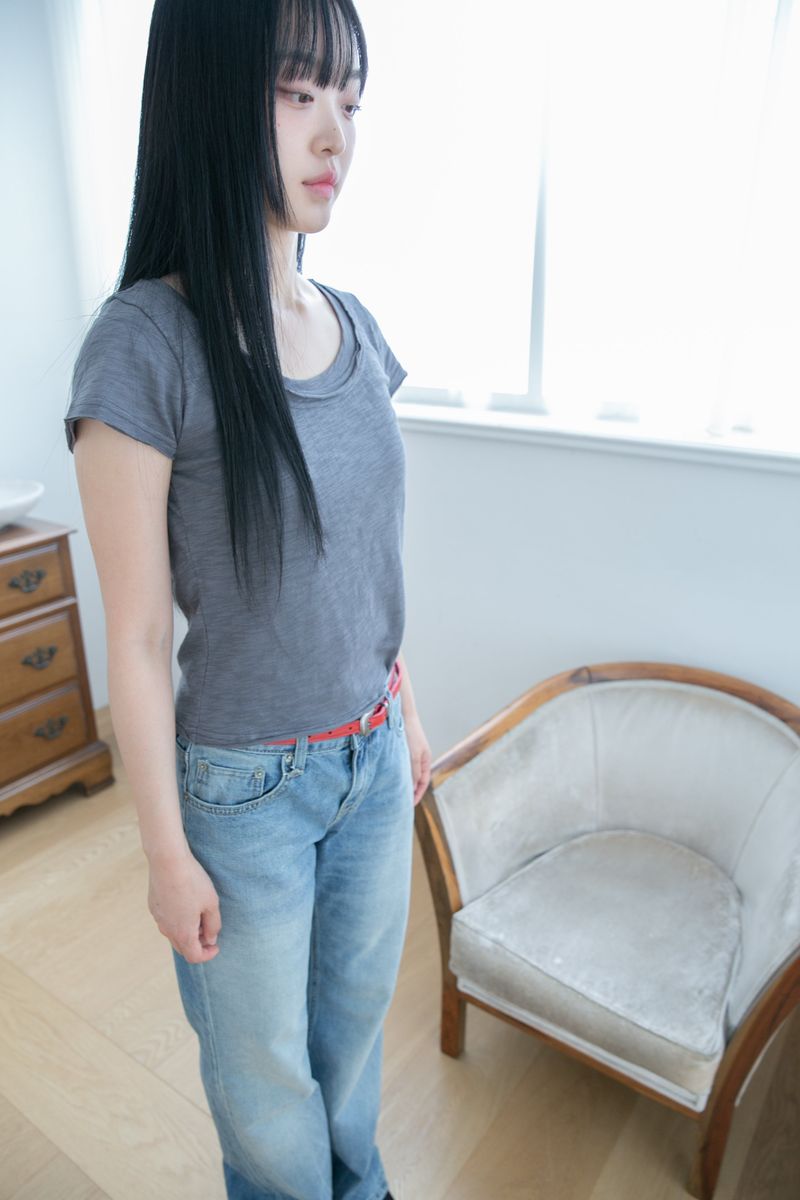 slub layered neck short sleeve top(4colors)