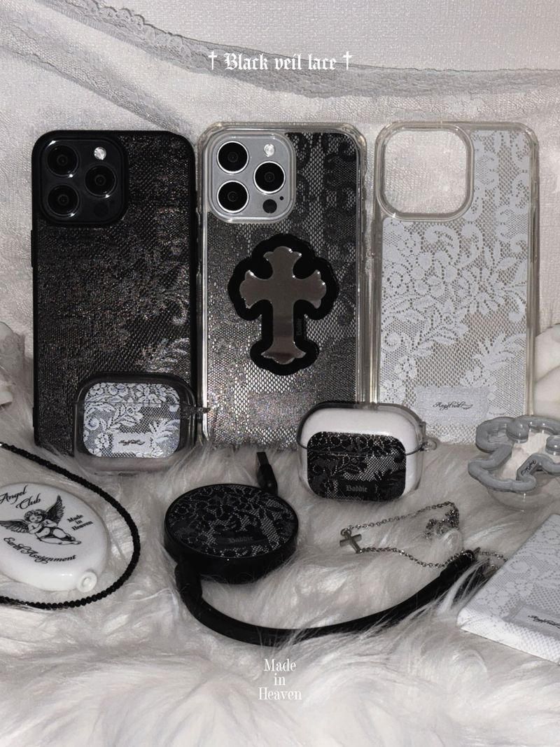Black Veil Lace AirPods Case