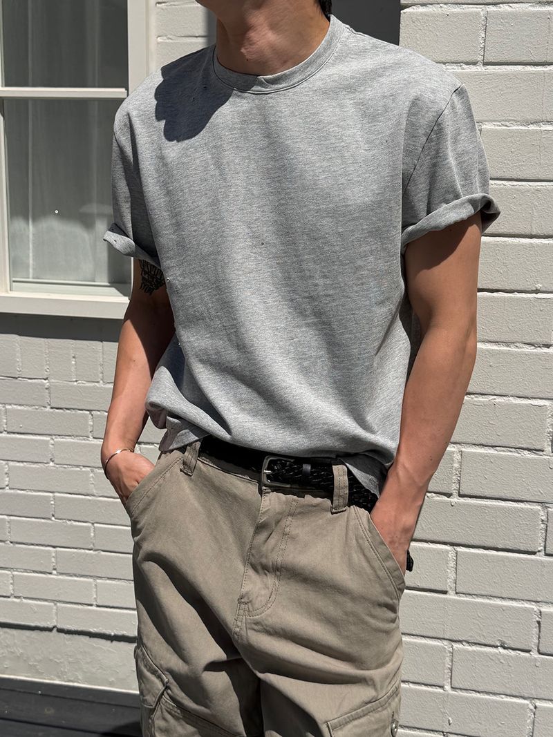 Heavy cotton damage half t-shirts(5color)