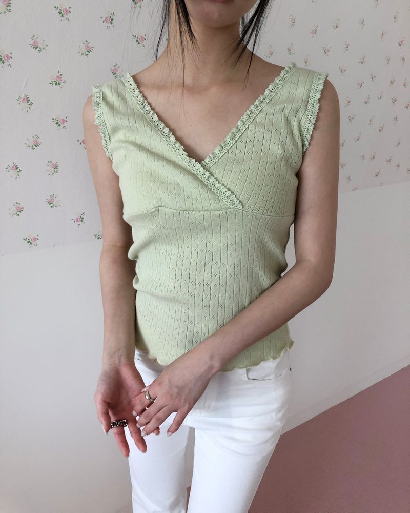 Sharu Lace Wrap Sleeveless Top