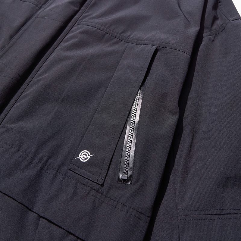 Poly Cotton RIB Double Placket Long-Jacket - GREY