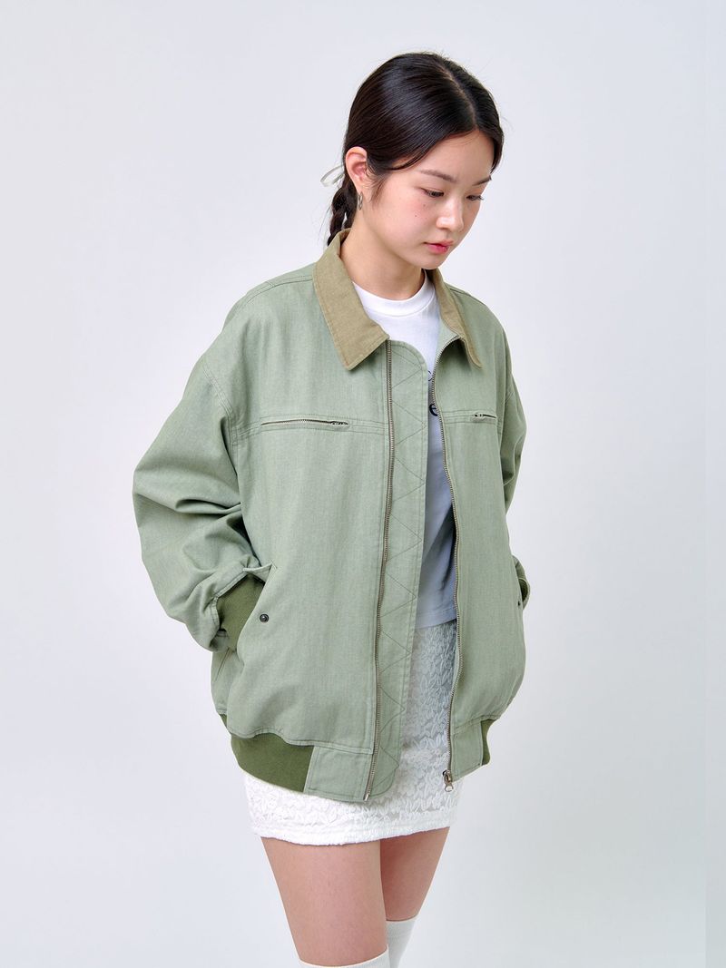 WASHED STITCH BLOUSON_Light Green