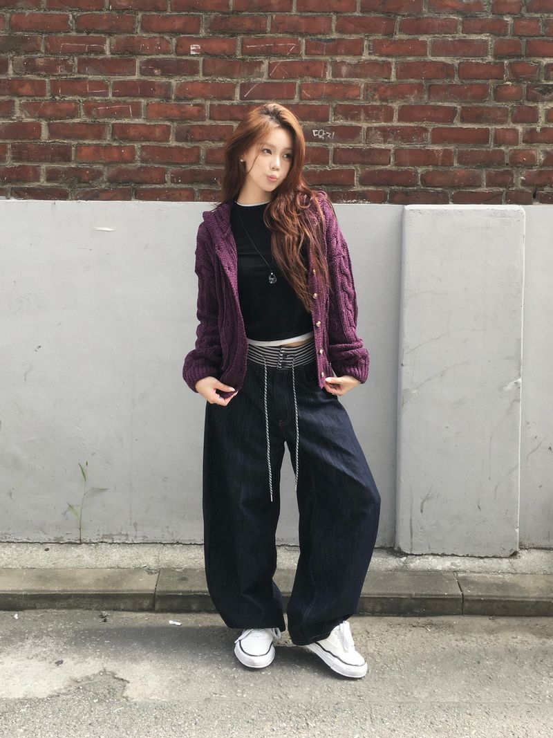 Witty Cable Hooded Knit Cardigan (5c)