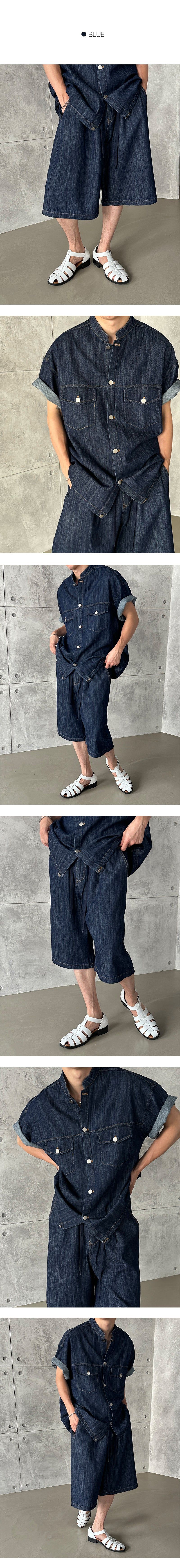 [SET UP] String denim bermuda pants (2color)