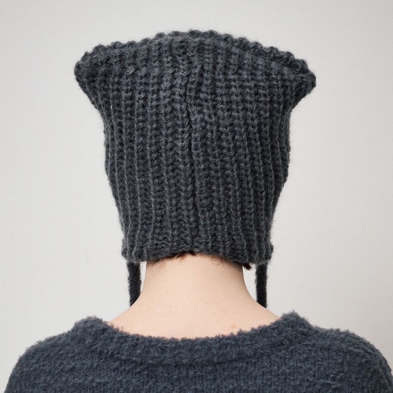 MOHAIR EARMUFF BEANIE, CHARCOAL