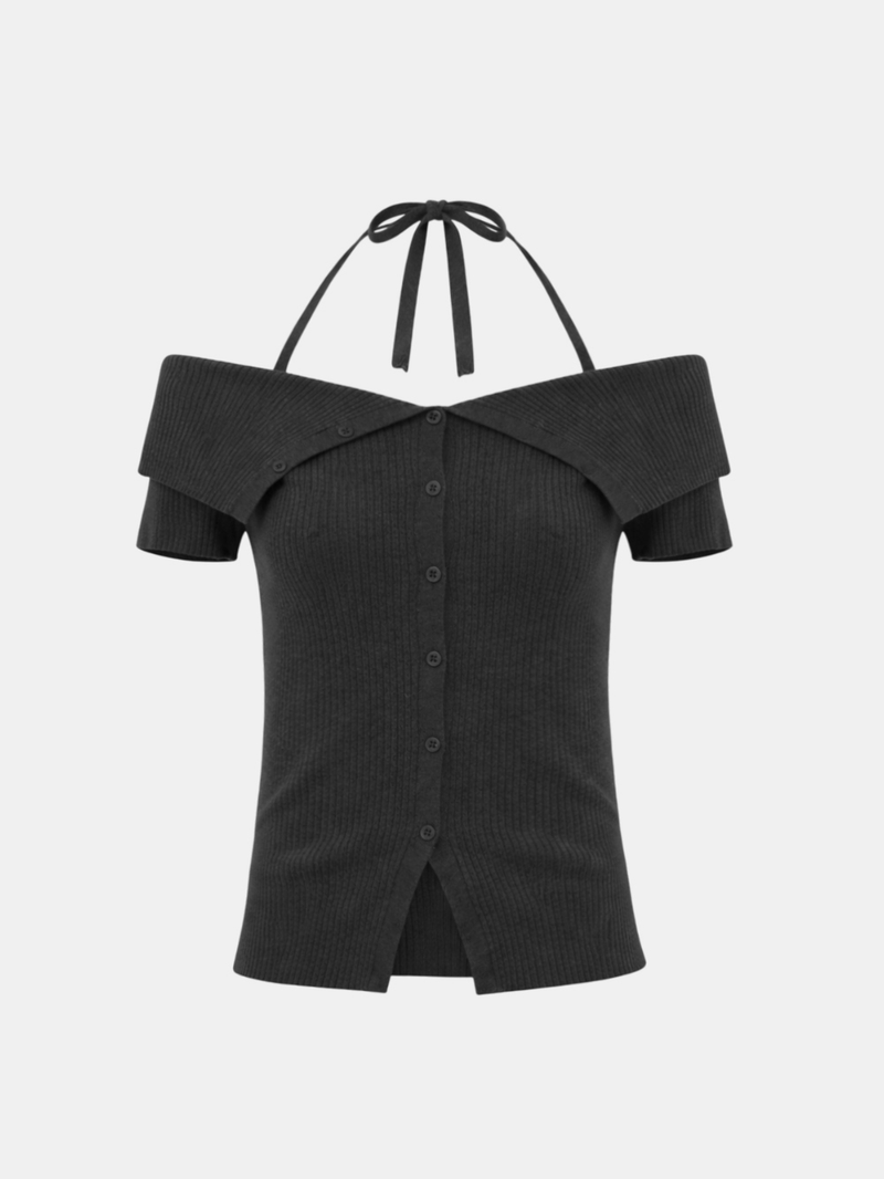 Roven Off-Shoulder Rib Knit Top