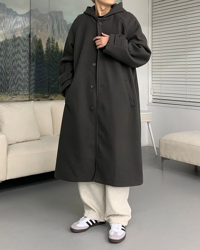 AZ Long Wool Hooded Coat (3 colors)