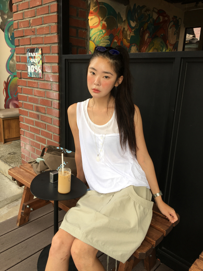 Coined layer sleeveless top (3color)