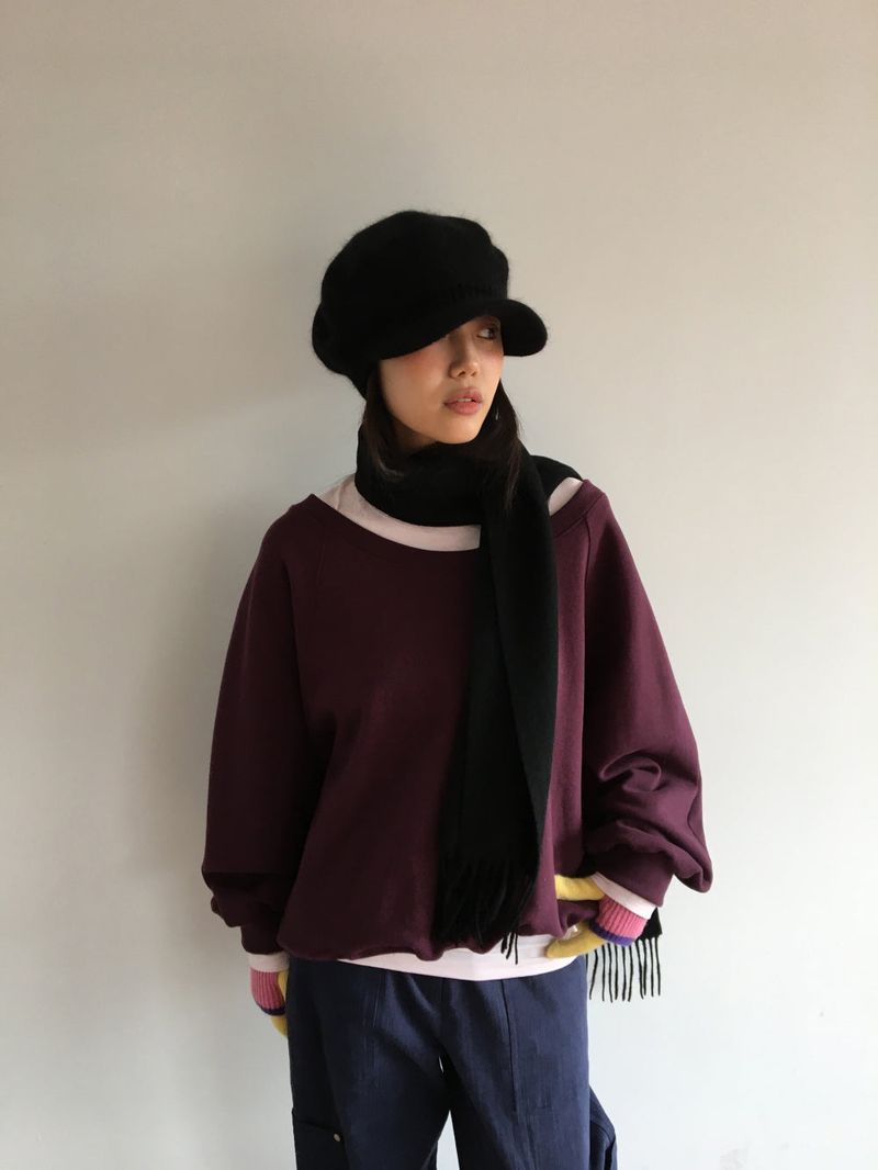 Mauve One-Shoulder Off Sweatshirt (2 Colors)