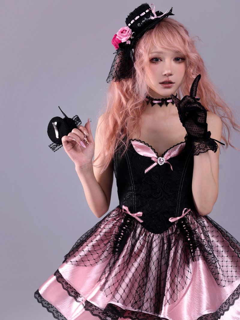 EVIL TOOTH（イービルトゥース）の「EvilToothクリムゾントラップ バロック エンボスフィッシュボーン コルセットパフスカート（ワンピース/ドレス）」
