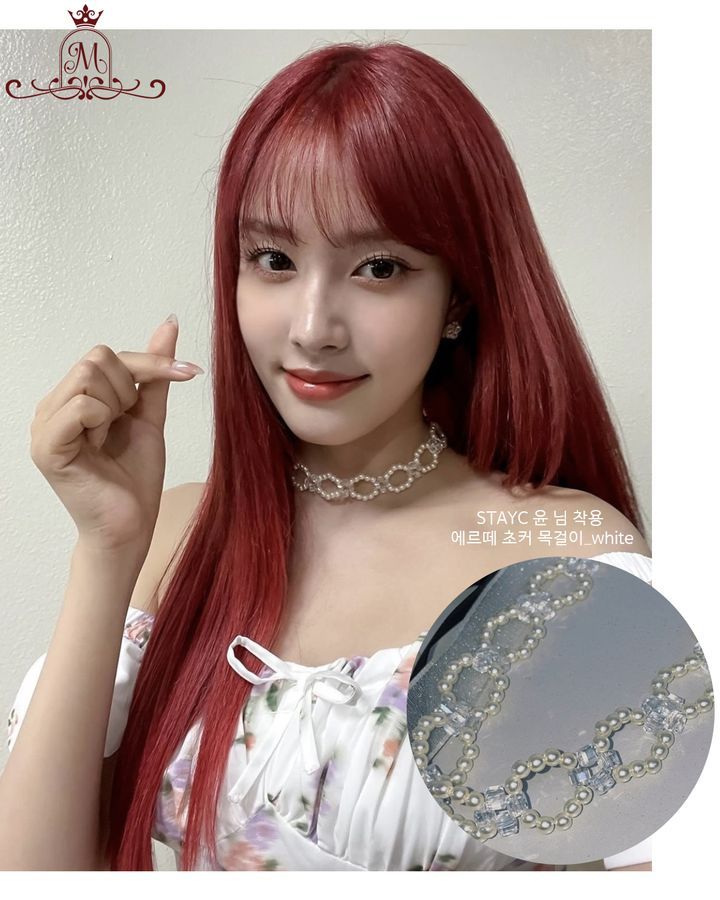 mix pearl ribbon tie choker