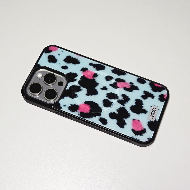 Soft Pop Leopard Phone Case Soft Blue (BK_MagSafe Glass)