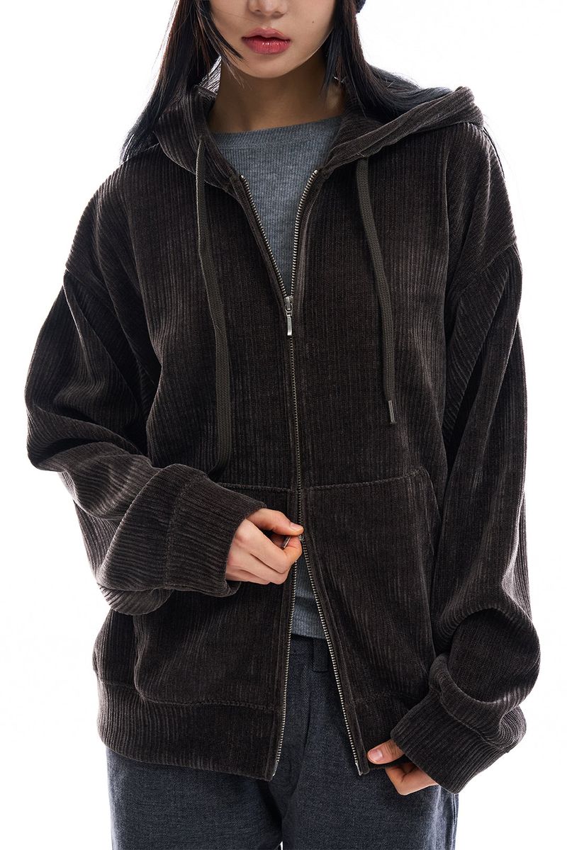 Raucohouse(ラウコハウス)の「Monaco corduroy hooded zip-up(Tops)」