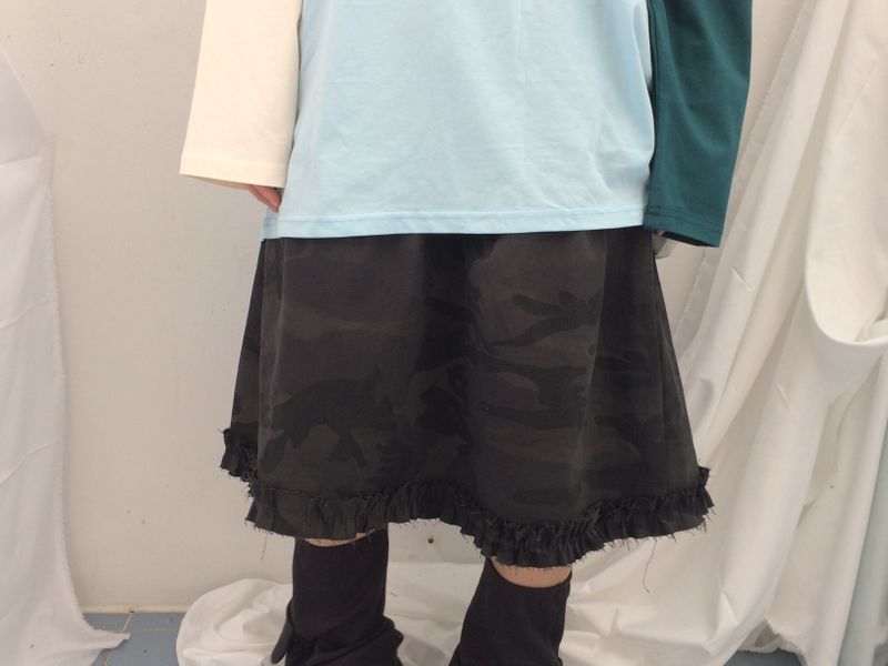 rough frill camotiered skirt