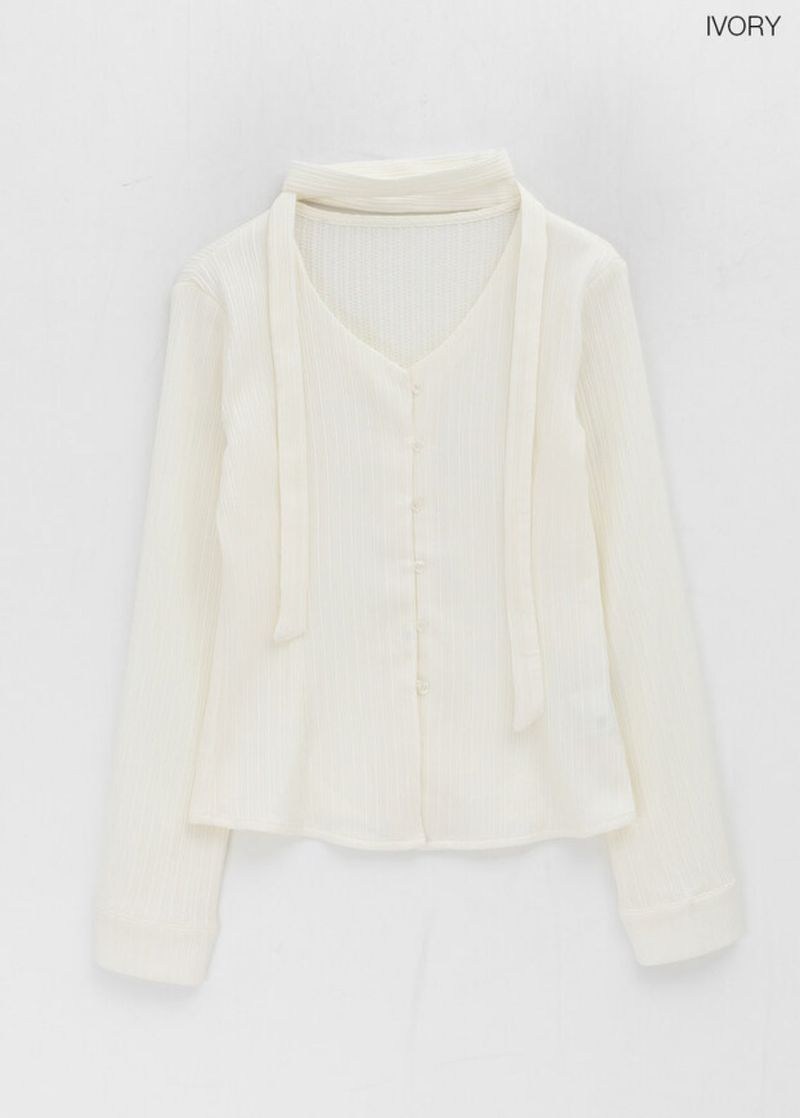 [MADE] Ruet Pleated Tie Blouse