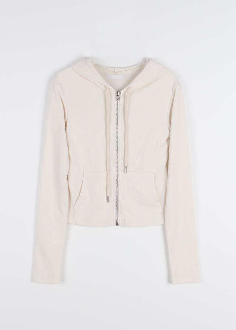 RIB SLIM HOOD ZIP-UP