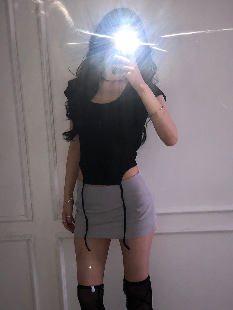 Pintuck Mini Satin Skirt