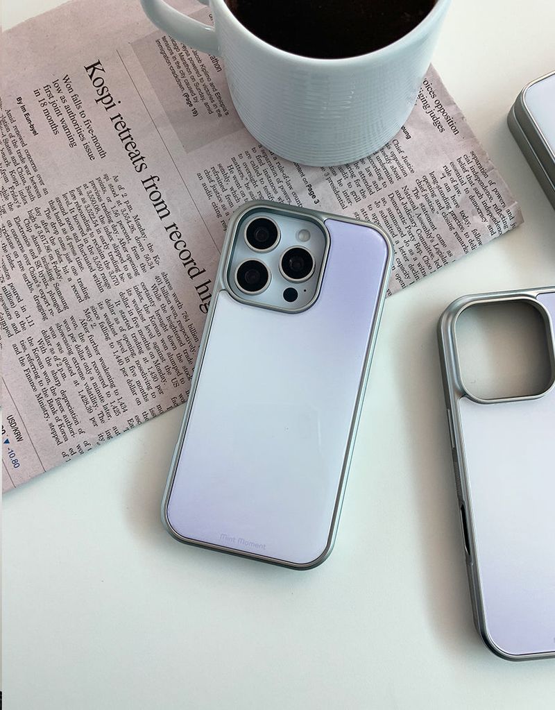 [MADE]ライラックブリーズ シルバーエポキシバンパー iPhoneケース