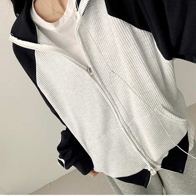 Waffle Two Tone Mix Nagrang Track Zip-Up