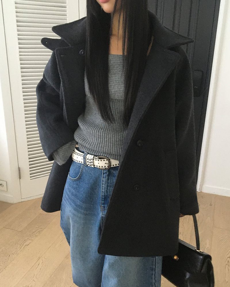 [ORIGINAL] HOLES HIGH NECK MEDIUM COAT