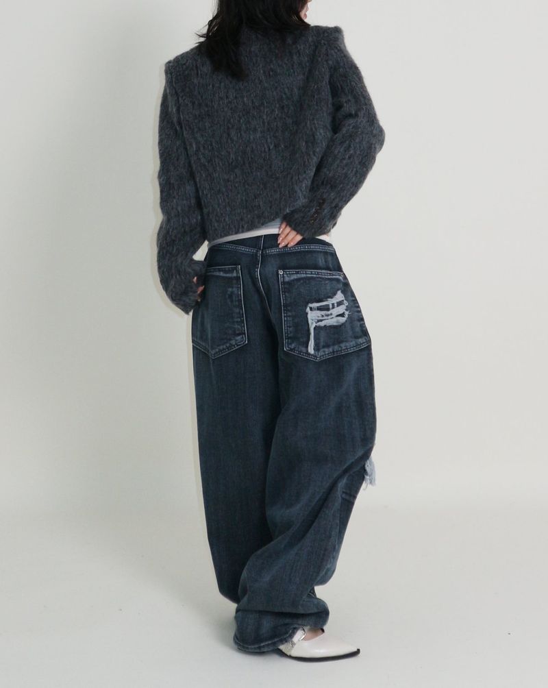 Linda Brush Mohair Crop Long Sleeve Jacket