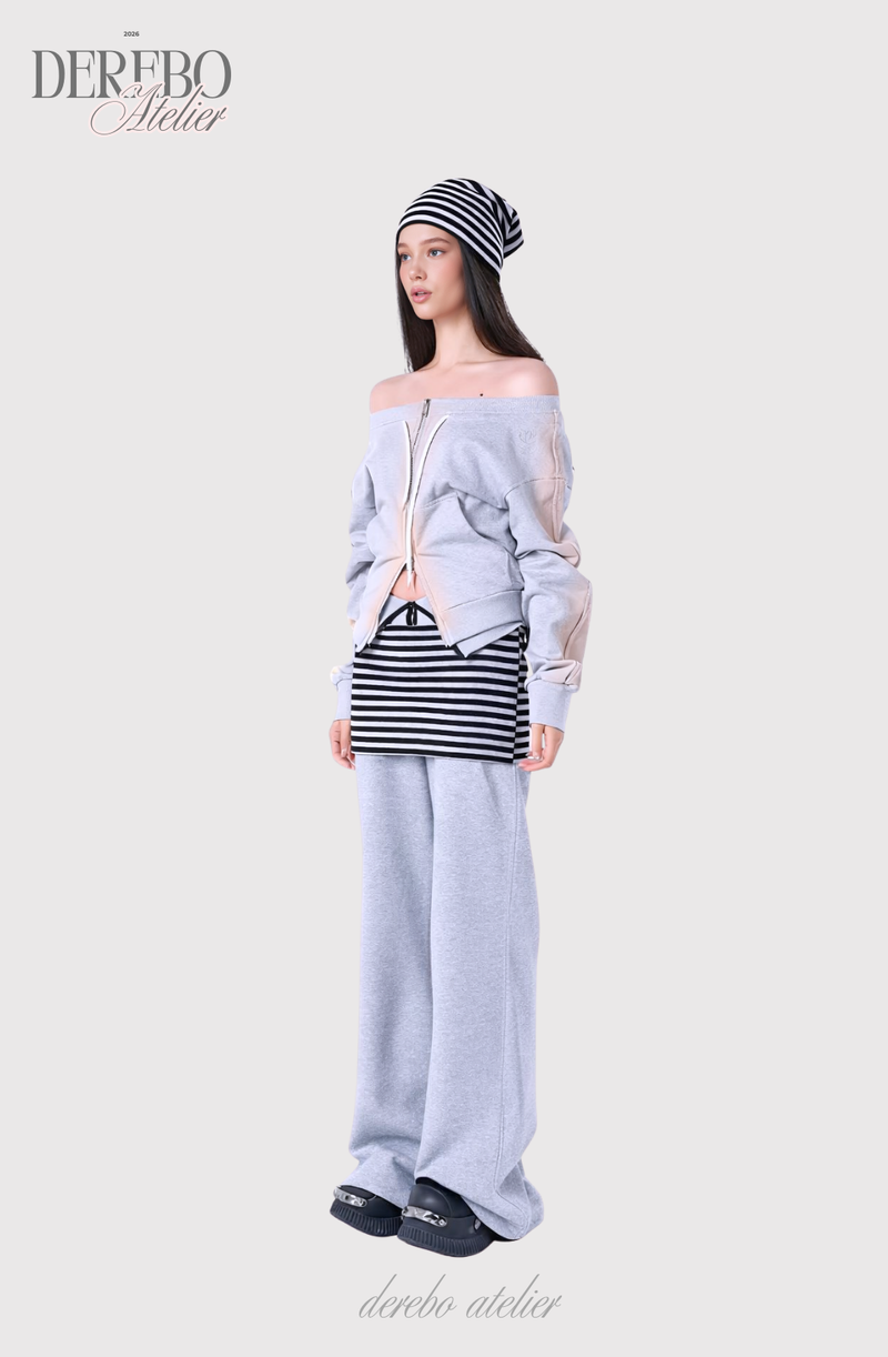 Gradient Off-Shoulder Zip-Up (PANTS)