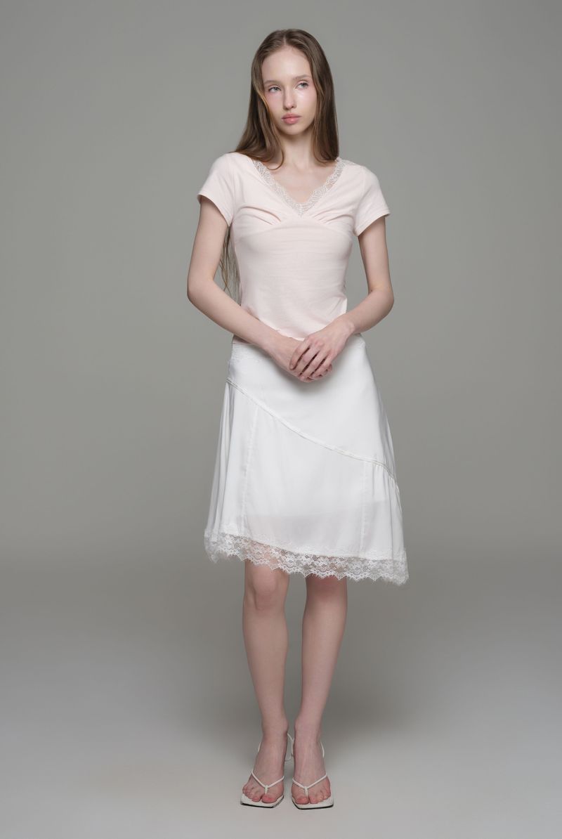 Rose tea lace v top, Pink