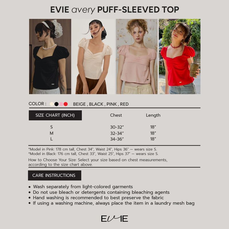 EVIE avery PUFFED SLEEVE TOP CREAM