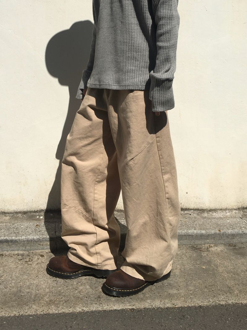 Numbering 92 Embroidered Cotton Wide Pants 3C