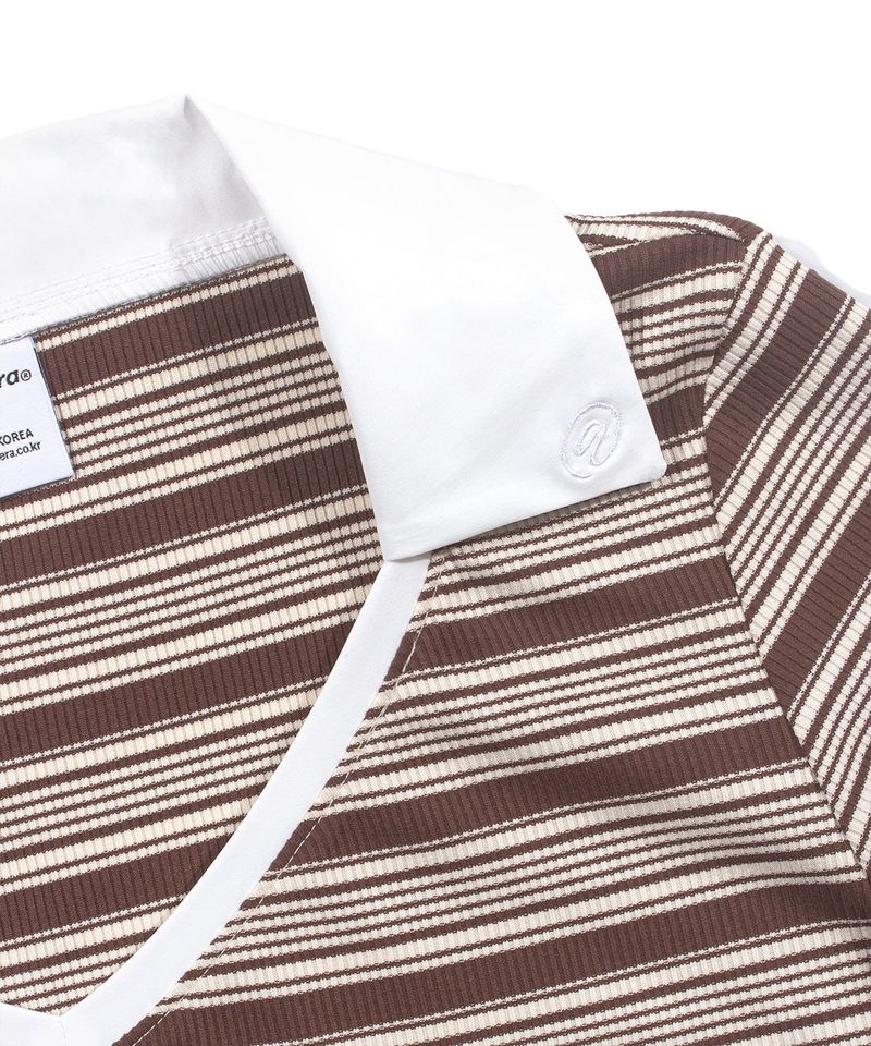 SHIRT LAYERED STRIPE TOP_Brown