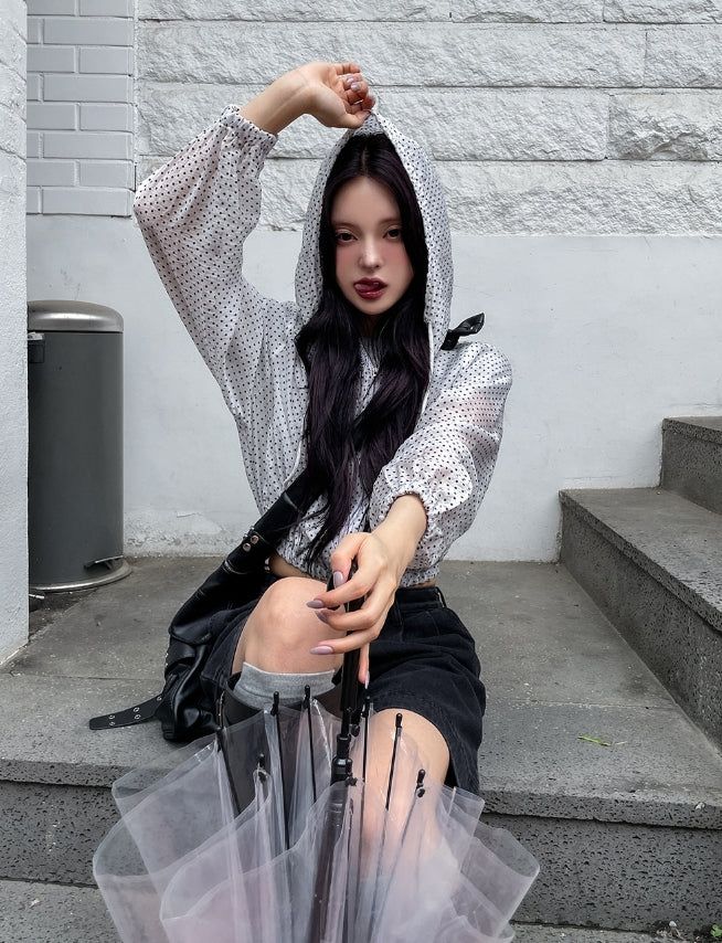 Summer Dot Rain Crop Hood Jumper