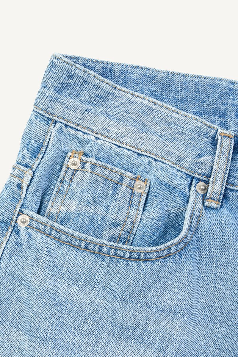 Air Blue Washed Denim Bermuda Pants