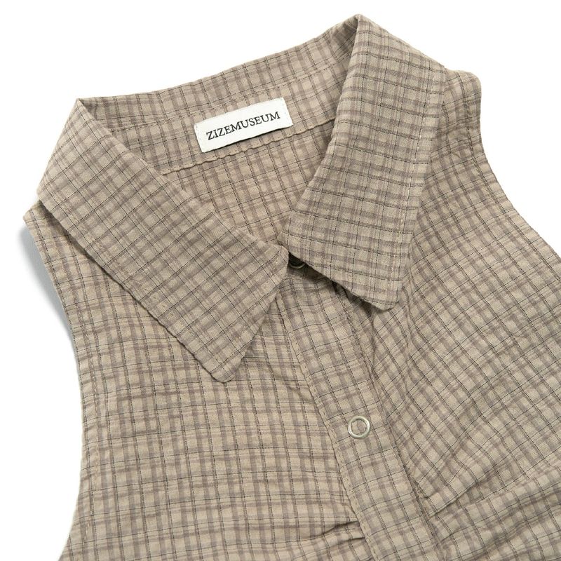 SLEEVLESS SHIRRING SHIRTS (BEIGE)
