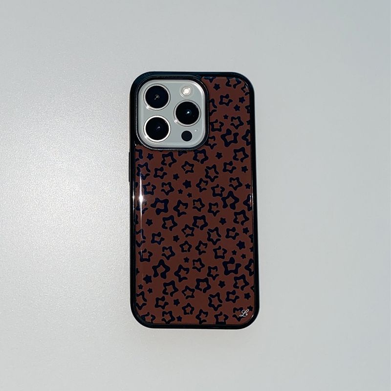 [MADE] STAR LEOPARD PHONE CASE BROWN (epoxy bumper)