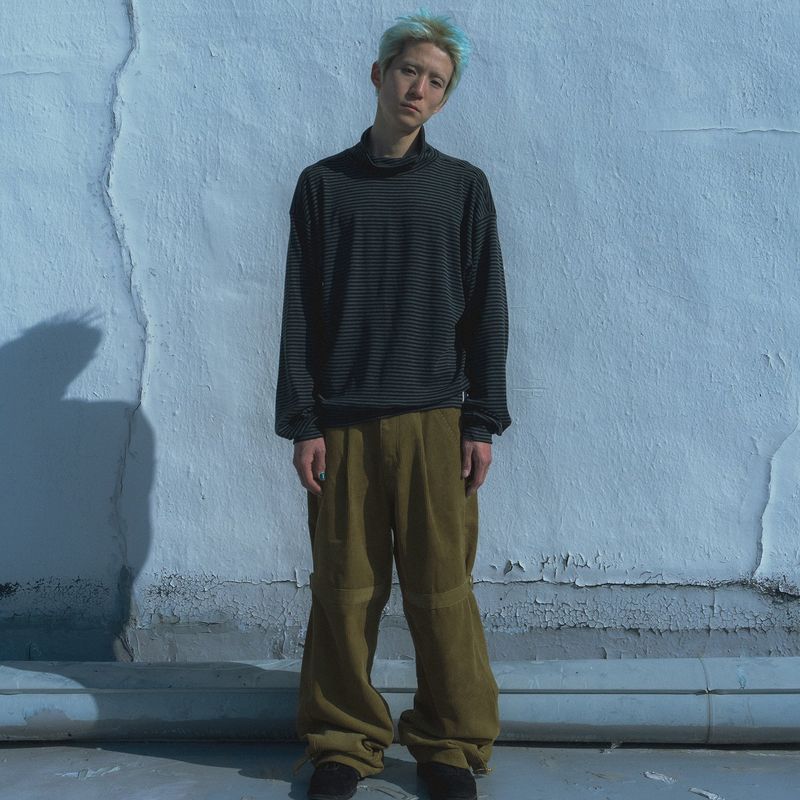 Jersey stripe turtleneck / Charcoal