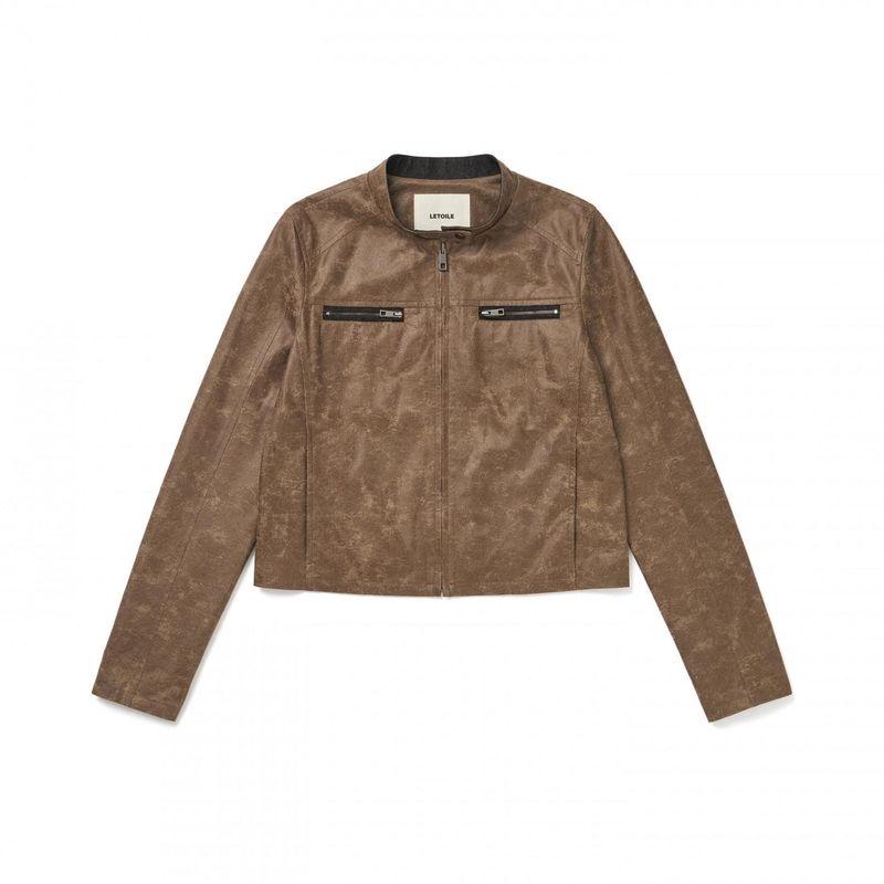 CRACK BROWN LEATHER BIKE JACKET (LEBSSJK5134)