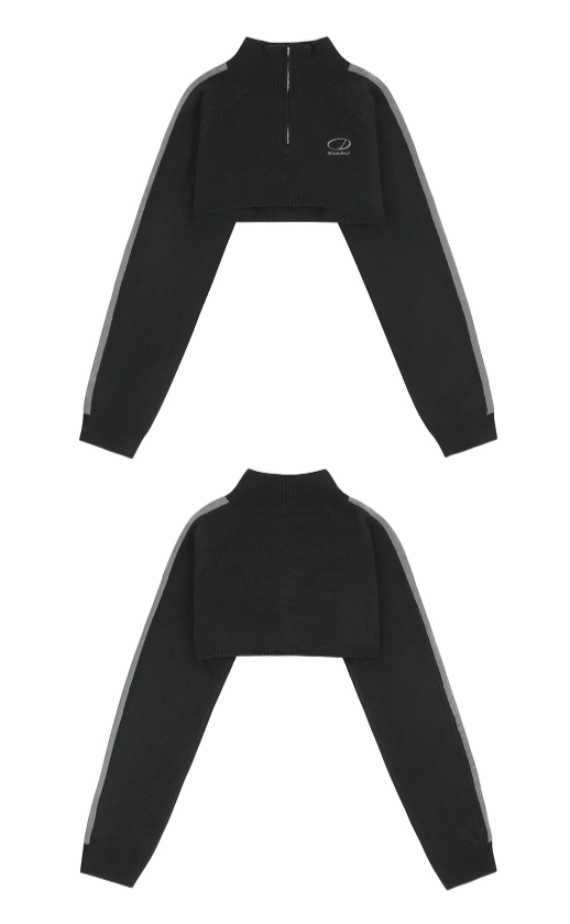 Zipper Crop Knit Bolero