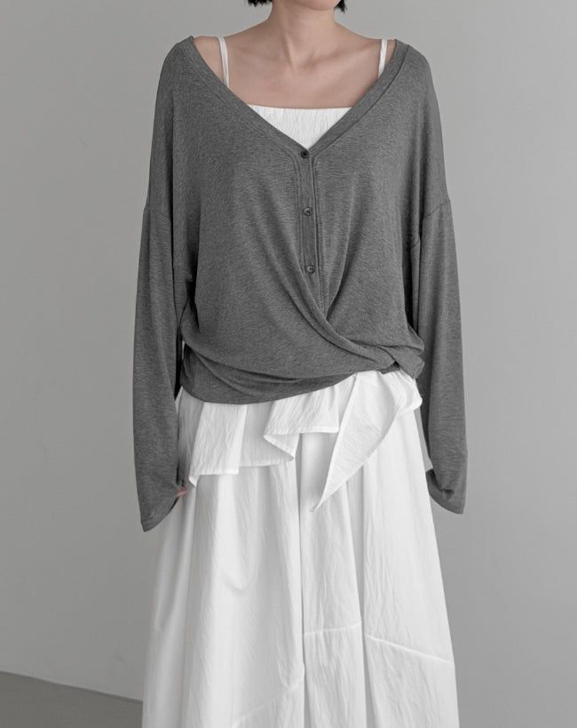 Two-way Loose Fit Wrap Balloon Cardigan