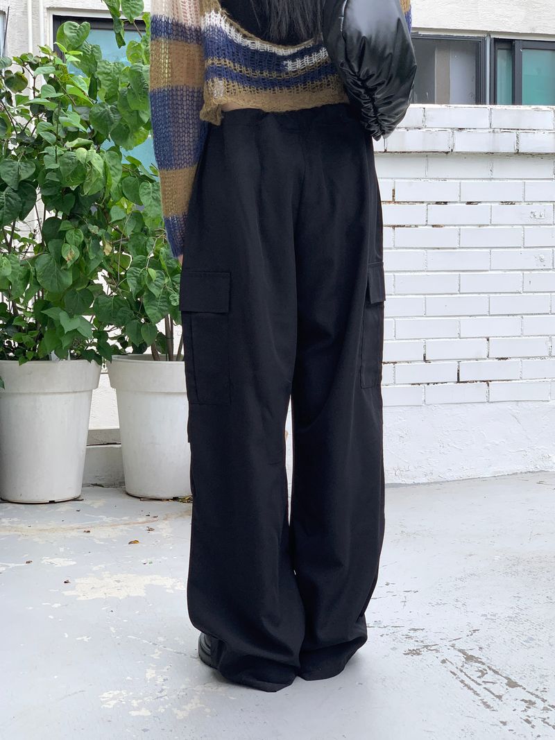 Minut Two-Way Button Strap Long Wide Slacks