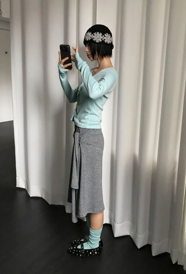 KNOT TIE MIDI SKIRT