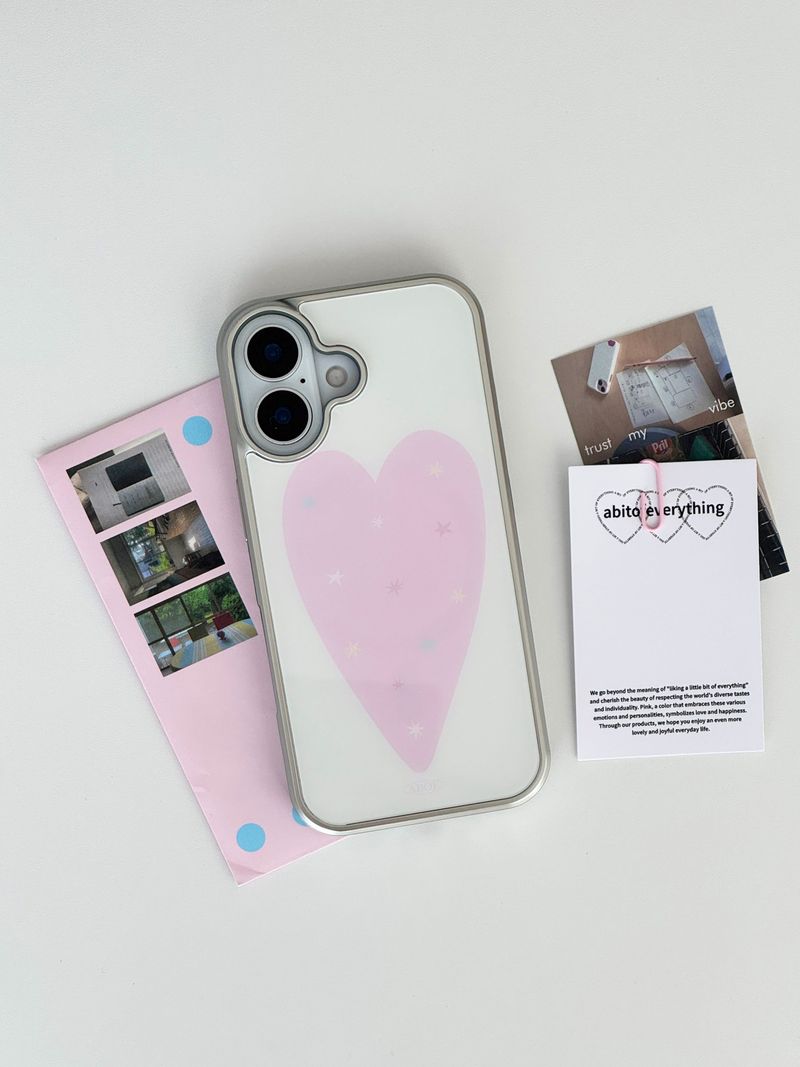 ABOE（アビオエ）の「[Magsafe] PINK HEART Silver Glass Bumper Case（Smartphone Accessories）」