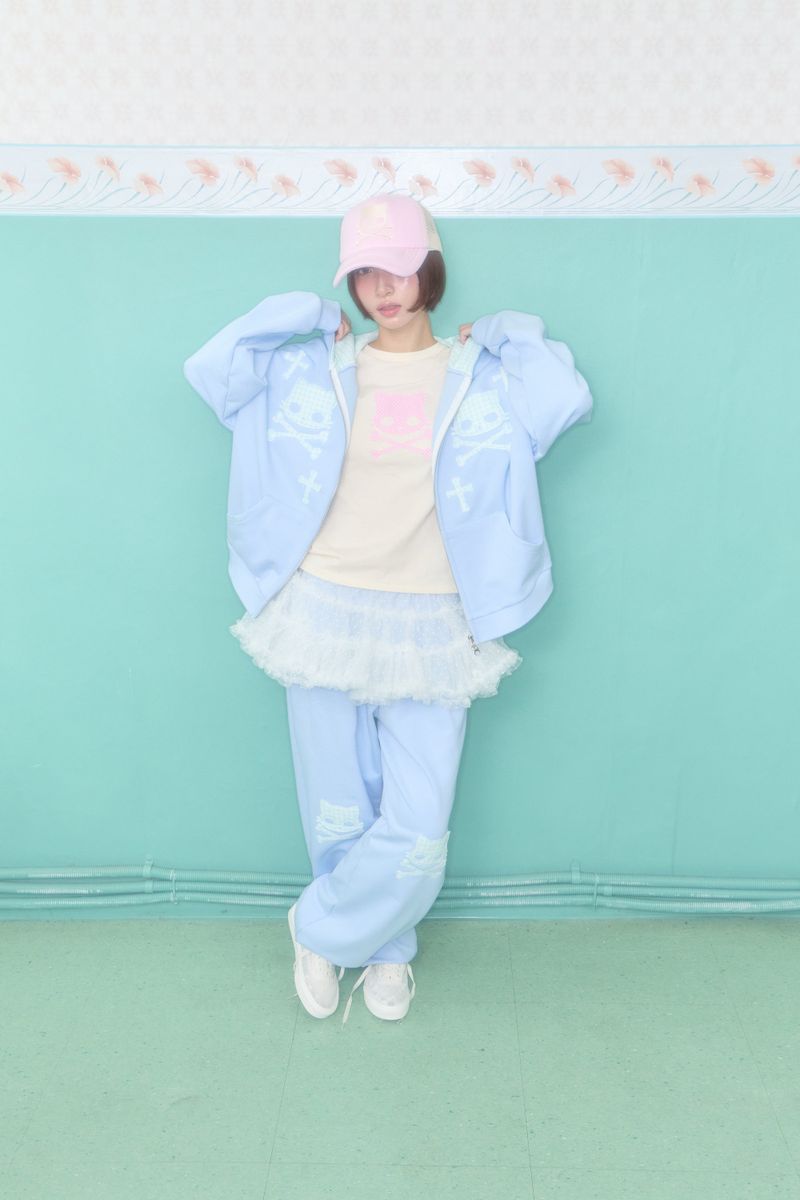 KIRI SKULL PATCH HOODIE (BLUE)