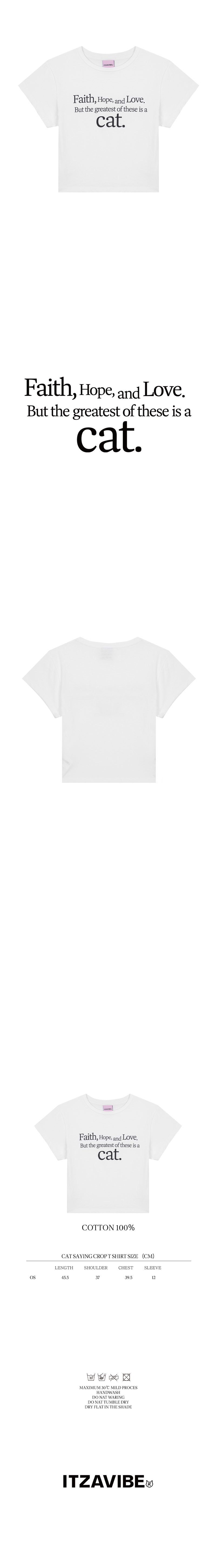 CAT SAYING CROP T-SHIRT_WHITE