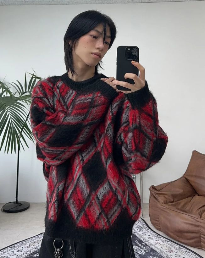 Laken faded argyle knit