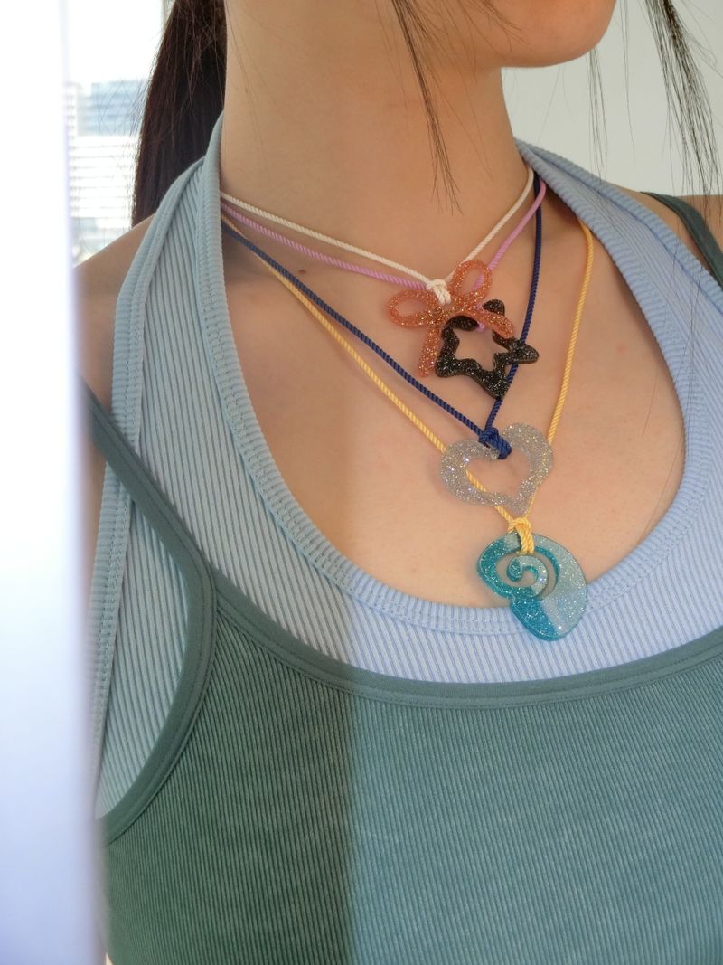 Glitter Necklace-silver/heart