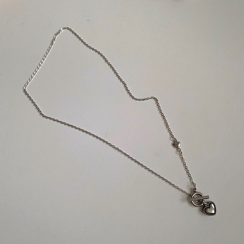 s-eh Antique Simple Heart Toggle Bar Necklace